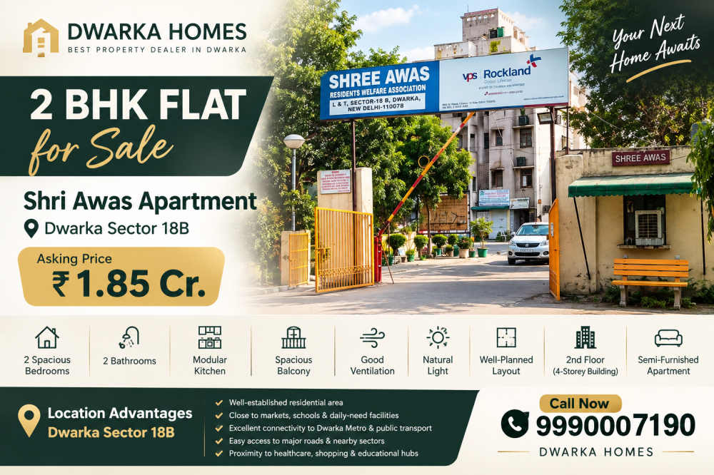 2 Bhk flat for Sale in Shri Awas Apartment Dwarka 